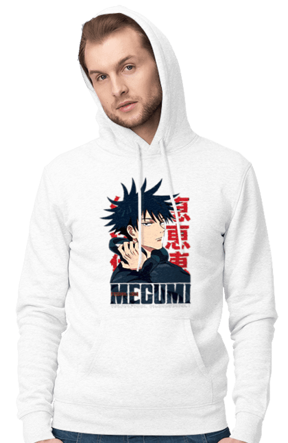 Чоловіче худі з принтом "Магічна битва Мегумі". Anime, fushiguro, fushiguro megumi, jujutsu kaisen, manga, megumi, аніме, магічна битва, манга, мегумі. 2070702