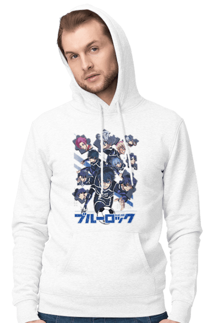 Men's hoodie with prints Blue Lock. Anime, blue lock, blue prison, manga, sport, sports anime. 2070702