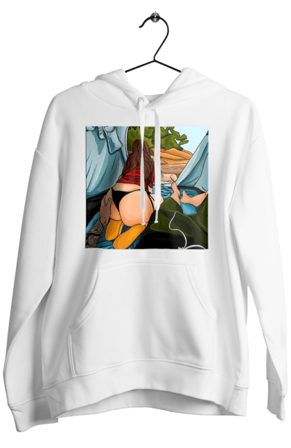 Чоловіче худі з принтом "Відпочинок З Улюбленою У Палатці". Відпочинок, жопа, палатка, собака. 2070702