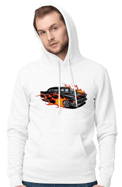 Men`s hoodie with prints Fire Machine. Car. 2070702