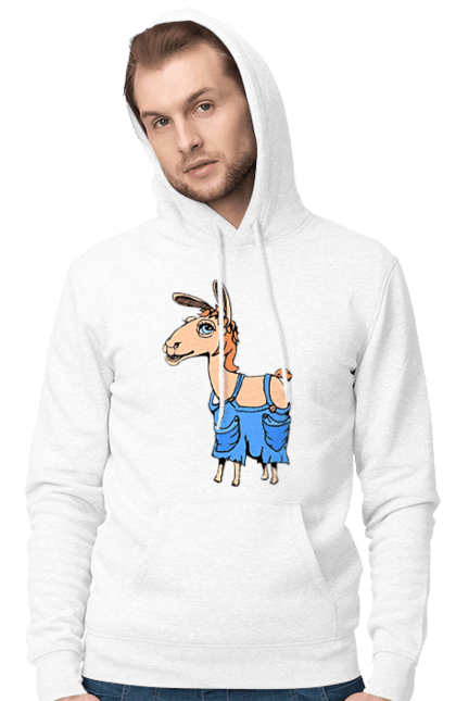 Men`s hoodie with prints Llama Jumpsuit. Lama, overalls. 2070702