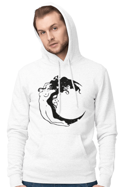 Чоловіче худі з принтом "Дівчина місяць". Дівчина, зірки, космічне, космос, місяць. 2070702