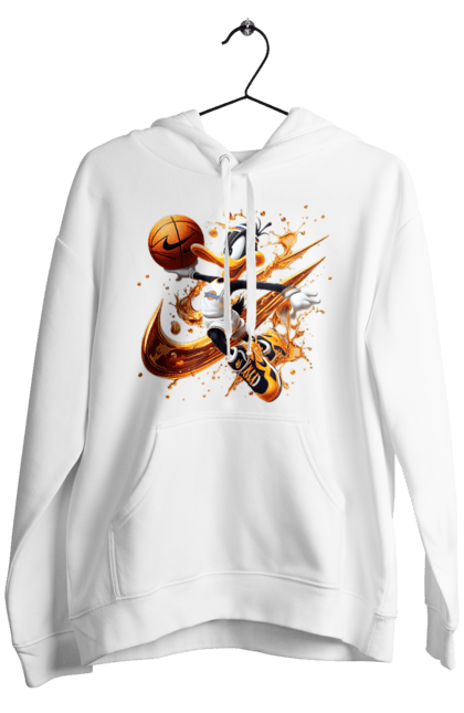 Men's hoodie with prints Daffy Duck Nike. Cartoon, character, daffy duck, duck, looney tunes, merrie melodies, nike, warner brothers. 2070702