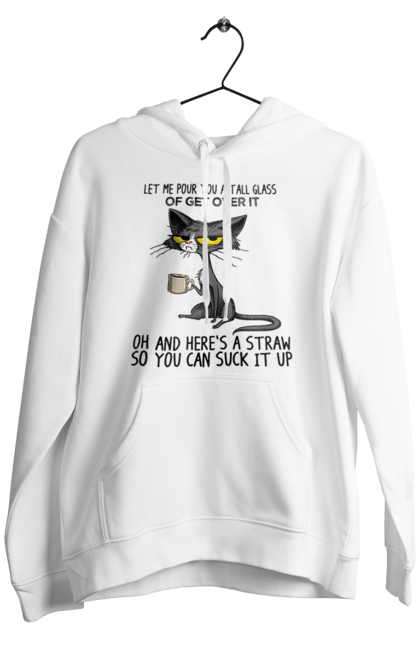 Чоловіче худі з принтом "Як це пережити?". Велика склянка, випий, все відмінно, йди нахуй, кіт і кухоль, налий, роздум, смоктати, як це подолати. 2070702