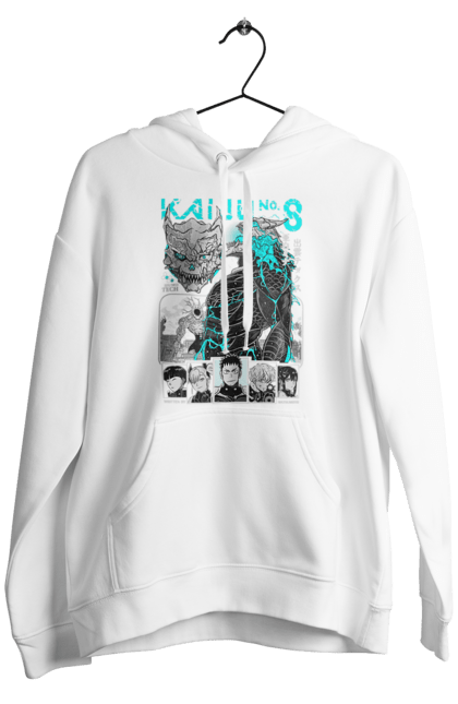 Men's hoodie with prints Kaiju № 8 Kafka Hibino. Anime, hibino kafka, kafka hibino, kaiju, kaiju 8, kaiju 8, kaiju № 8, manga. 2070702