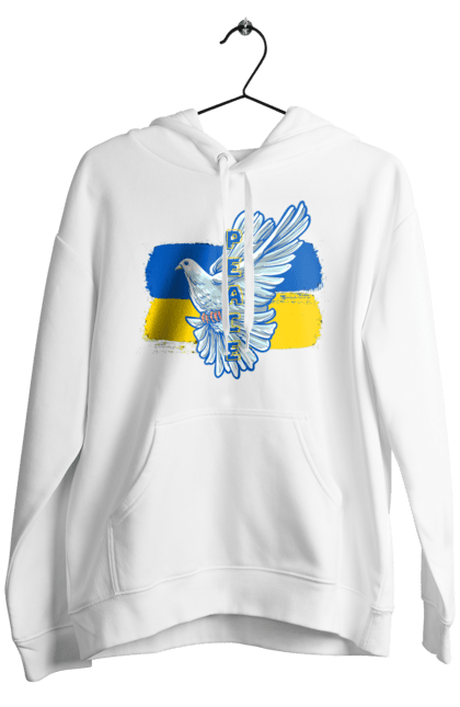 Чоловіче худі з принтом "Голуб мир". Білий голуб, голуб, мир, прапор україни, символ україни, традиції україни, україна. futbolka.stylus.ua