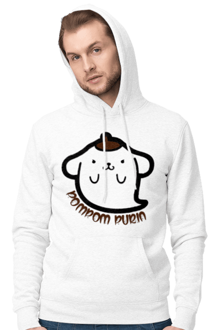 Men's hoodie with prints Hello Kitty Pompompurin. Brand, character, ghost, halloween, hello kitty, pompompurin. 2070702