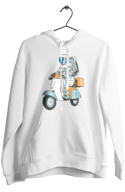 Чоловіче худі з принтом "Космонавт на мотоциклі". Космонавт, космос, мотоцикл. 2070702