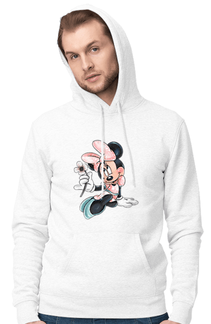 Мужское худи с принтом Минни Маус. Mickey mouse, minnie mouse, дисней, микки, микки маус, минни маус, мультфильм. 2070702