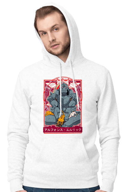 Men's hoodie with prints Fullmetal Alchemist Al Elric. Adventures, al elric, alphonse, anime, comedy, fullmetal alchemist, manga, steampunk. 2070702