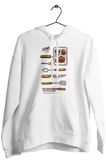 Men`s hoodie with prints Barbecue Party. B-b-q, fry, meat. 2070702