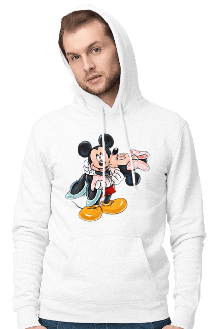 Чоловіче худі з принтом "Міккі Маус та Мінні Маус". Mickey mouse, minnie mouse, дісней, міккі, міккі маус, мінні маус, мультфільм. 2070702