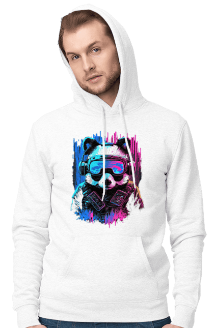 Чоловіче худі з принтом "Панда в VR шолом". Віртуальна реальність, гік, панда, персонаж, шолом. 2070702