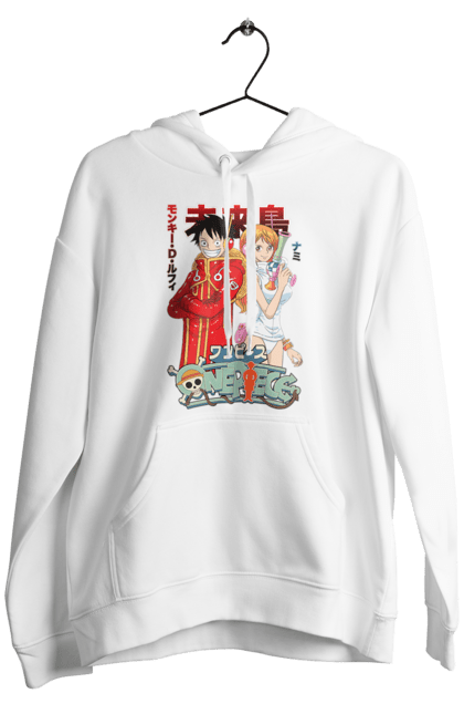 Men's hoodie with prints One Piece Nami and Luffy. Anime, cat burglar, manga, nami, one piece, straw hat pirates. 2070702