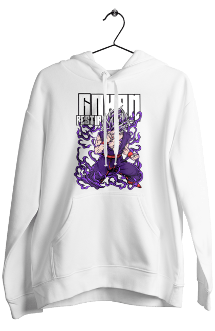 Men's hoodie with prints Dragon Ball Gohan. Anime, dragon ball, gohan, goku, manga, tv series, vegeta. 2070702