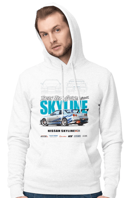 Чоловіче худі з принтом "Nissan Skyline". Nissan, nissan skyline, skyline, авто, автомобіль, ніссан, скайлайн. 2070702