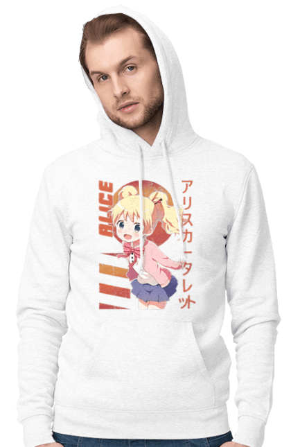 Men's hoodie with prints Kiniro Mosaic Alice Cartelet. Alice, alice cartelet, anime, gold mosaic, kiniro mosaic, kinmoza, manga. 2070702