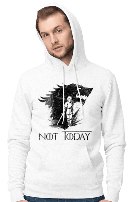 Men's hoodie with prints Game of Thrones Arya. Arya, game, got, not today, stark, starks, thrones, tv show, wolf, wolves. 2070702