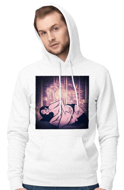 Чоловіче худі з принтом "Дорослі Ігри На Тлі Міста". Гола, кохання, лизати, трусики. 2070702