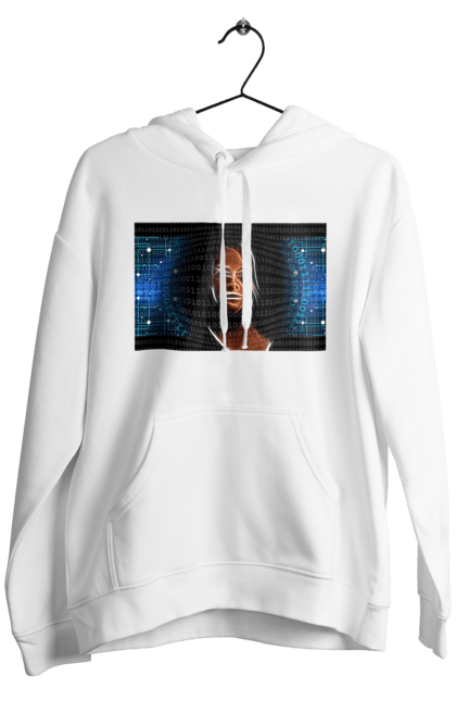 Чоловіче худі з принтом "Штучний Розум". Айті, айтішник, гик, жінка, знання, інженер, інтелект, кібер, кібернетика, кіборг, код, комп, комп`ютерник, кристал, машинне навчання, мікросхема, мозок, портрет, програміст, професіонал, професія, розробник, розум, світиться, світло, хакер, чіп, штучний інтелект, штучний розум. 2070702