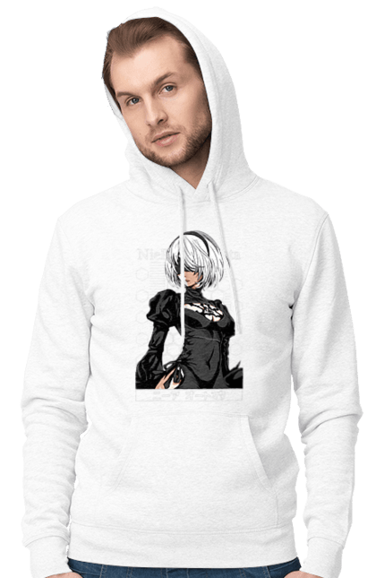 Men's hoodie with prints Nier: Automata 2B. Character, executioner, game, nier: automata, platinum games, video game, yorha. 2070702