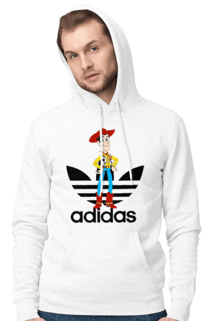 Мужское худи с принтом Adidas Вуди. Adidas, toy story, woody, адидас, вуди, история игрушек, мультфильм. 2070702