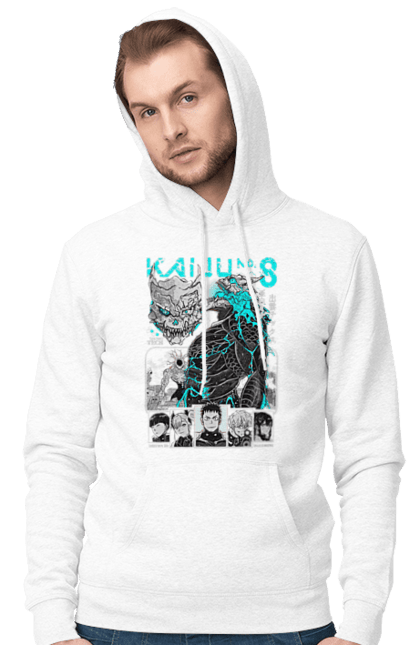 Men's hoodie with prints Kaiju № 8 Kafka Hibino. Anime, hibino kafka, kafka hibino, kaiju, kaiju 8, kaiju 8, kaiju № 8, manga. 2070702