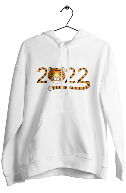 Чоловіче худі з принтом "Новий рік тигра 2022". 2022, зима, новий рік, різдво, сніг, тигр. futbolka.stylus.ua