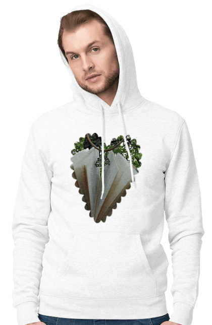 Men`s hoodie with prints Book valentine. Books, decoration, heart, heart shape, love, nature, reading, wood. 2070702