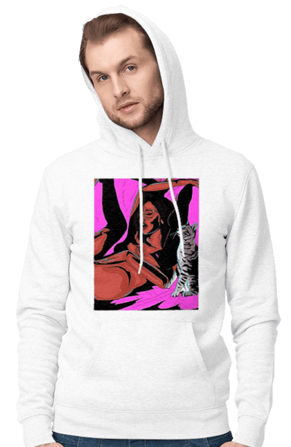 Чоловіче худі з принтом "Дівчина Отримує Задоволення". Гола, задоволення, кішка, пристрасть. 2070702