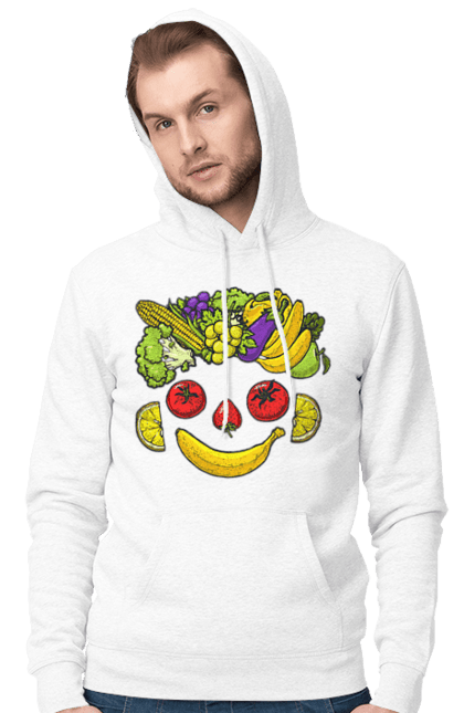 Men`s hoodie with prints Hls Smile. Healthy, smile, vegetable. 2070702