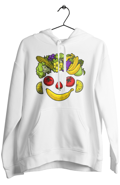 Men`s hoodie with prints Hls Smile. Healthy, smile, vegetable. 2070702