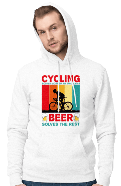 Чоловіче худі з принтом "Cycling Beer". Алкоголь, брутальні, велосипед, веселі, для спортсменів, літні, пиво, спорт, чоловічі. 2070702