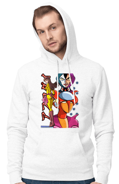 Men's hoodie with prints Mazinger Z Aphrodite. Anime, aphrodite, manga, mazinger z, mecha, robots. 2070702