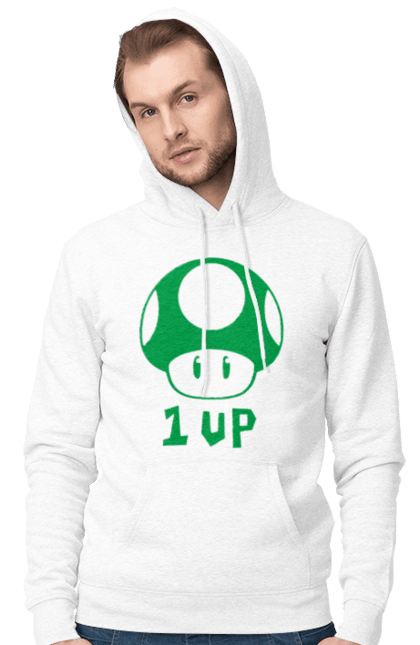 Чоловіче худі з принтом "1UP Maрio". Mario bros, nintendo, гра, маріо, персонаж. 2070702