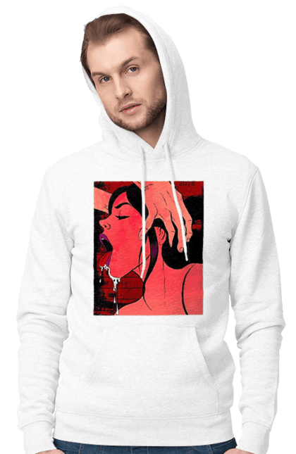 Чоловіче худі з принтом "Дівчина Смокче Зі Слиною". Секс, смоктати. 2070702