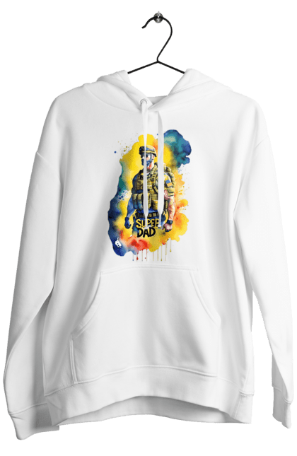 Чоловіче худі з принтом "Супер тато ЗСУ". День батька, день тата, зсу, люблю тата, супер, супер тато, супер тато зсу, тато, тато зсу, україна. 2070702