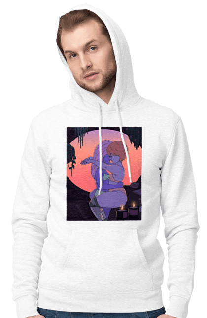 Чоловіче худі з принтом "Фіолетові Дівчата Обіймаються". Захід, обійми. 2070702