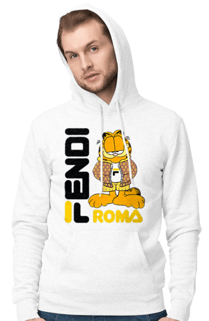 Чоловіче худі з принтом "Fendi Гарфілд". Fendi, garfield, бренд, будинок моди, гарфілд, італія, люкс, мода, сумка, фенді. 2070702