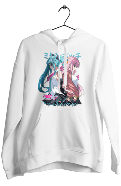 Men's hoodie with prints Hatsune Miku and Hitori Gotou. Anime, bocchi the rock, hatsune miku, hitori goto, hitori gotou, lonely rocker, miku, rocker, vocaloid. 2070702