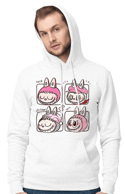 Men`s hoodie with prints Labubu. Labubu, toys, weird cute. 2070702