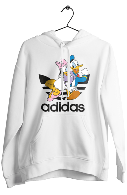 Мужское худи с принтом Adidas Дональд Дак. Adidas, daisy duck, donald duck, адидас, дейзи дак, дональд дак, мультсериал, мультфильм. 2070702