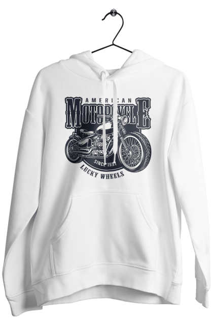Men`s hoodie with prints Cool vintage motorcycle. America, good, male, motorcycle, motorcycles, retro, stylish, stylishly, vintage, vintage. 2070702