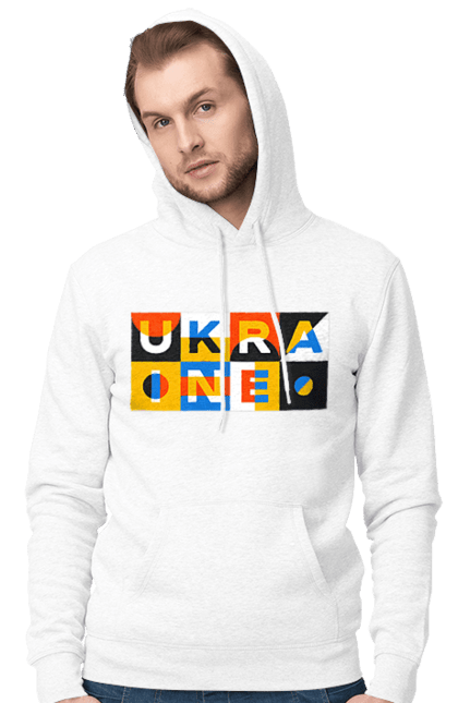 Чоловіче худі з принтом "Україна". Напис україна, символ україни, текст україна, україна. 2070702