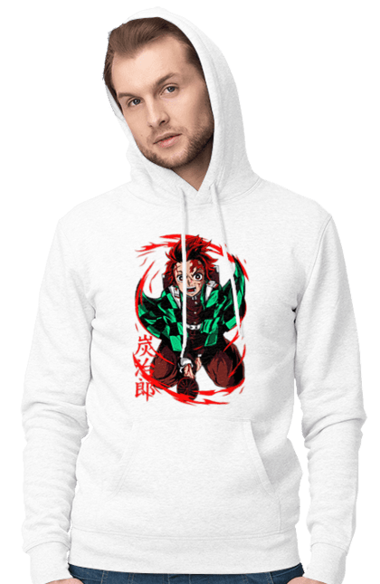 Men's hoodie with prints Demon Slayer Tanjiro. Anime, demon slayer, kamado tanjiro, manga, tanjiro. 2070702