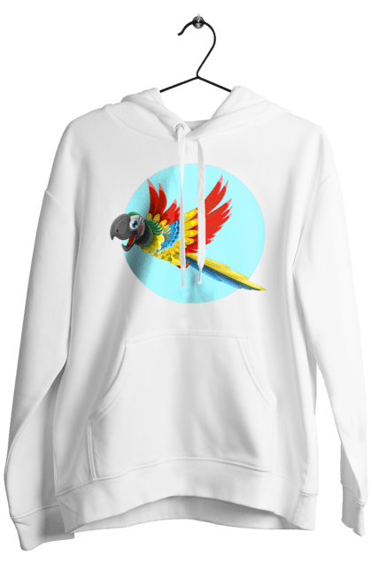 Men`s hoodie with prints Parrot. Cockatoo, colored parrot, colorful parrot, flying parrot, parrot. 2070702
