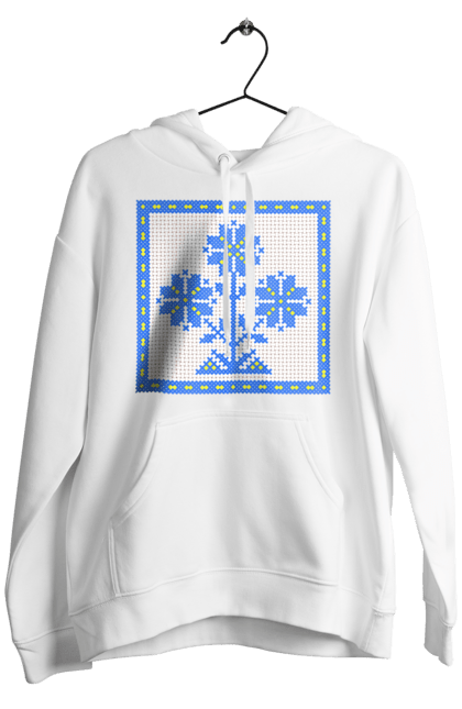 Чоловіче худі з принтом "Жовто блакитна вишивка квіти". Вишивка, вишивка хрестиком, квіти, символ україни, традиції україни, україна. 2070702