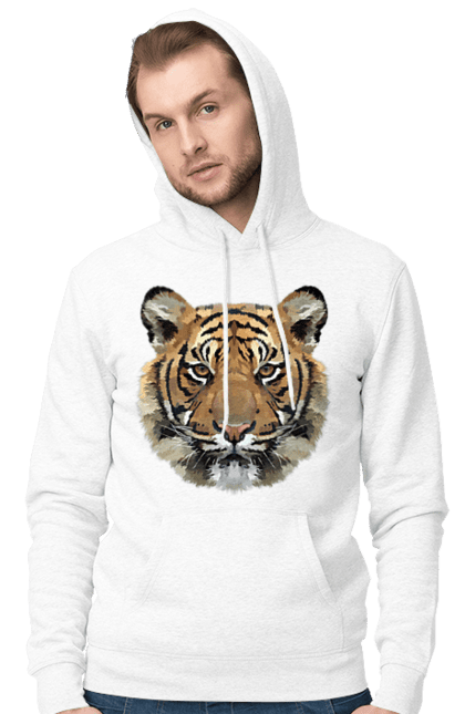 Чоловіче худі з принтом "Голова тигра джунглів". Голова тигра, джунглі, тварини, тигр. CustomPrint.market