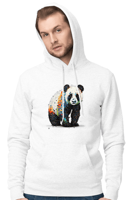 Чоловіче худі з принтом "Панда". Арт, ведмідь, мозаїка, панда, тварина. futbolka.stylus.ua