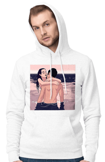 Чоловіче худі з принтом "Парочка Обнімається В Річці". Голо, кохання, пара. 2070702